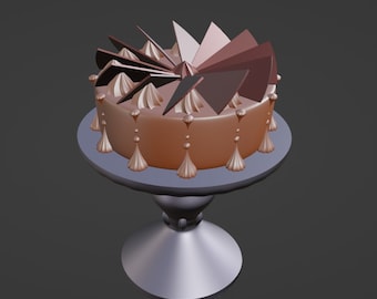 Dollhouse Scale Miniature Chocolate Gateau Cake STL Files for 3D Printing (supportless). Digital download