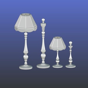 Set of 2 lamps with shades. Dollhouse 1:12 Scale Miniature model . STL Files for 3D Printing. Digital download. 4 files