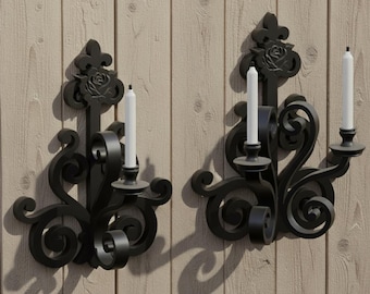 Wall Candle Holders - Dollhouse 1:12 Scale - Wrought Iron - Sconce - Single and Double Candles. STL Files - 3D Printing (Digital Download)