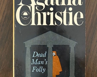 Agatha Christie Dead Man’s Folly Pocket Books 1966 3rd Printing Dod Meade Hercule Poirot Rare Grim Reaper Art