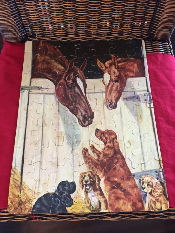 Vintage Puzzle Barn Puzzle Farm Puzzle Horse Puzzle Cocker Etsy