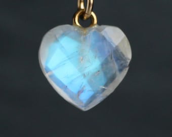 Rainbow moonstone heart pendant - PENDANT ONLY - genuine moonstone jewelry - gemini crystal & June birthstone gift