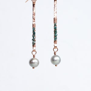 Raw blue diamond earrings gold, April birthstone, raw crystal earrings, gemstone jewelry, rough diamond earrings, gift for wife from husband