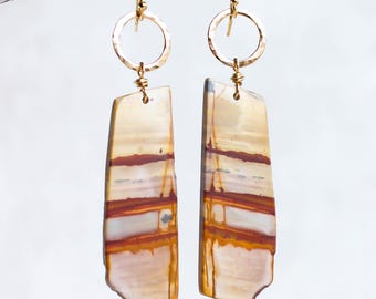Picasso jasper earrings in 14K gold filled - natural raw crystal jewelry - aligns with root chakra and Leo zodiac - READY TO SHIP