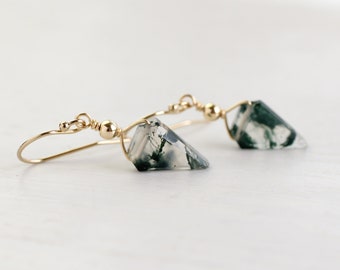 Moss agate earrings