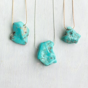 Turquoise nugget necklace gold, large turquoise pendant silver, raw crystal necklace December birthday sagittarius crystals 11th anniversary