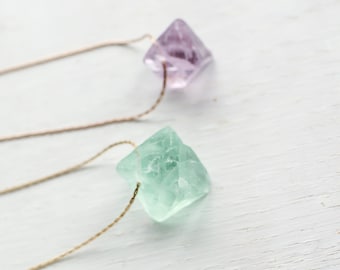 Rainbow fluorite pendant rose gold, green fluorite necklace silver, raw crystal necklace, gemstone jewelry, Pisces Capricorn stone gift