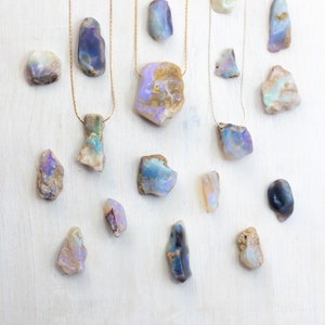 RESTOCK NO 3! Raw opal necklace gold, silver, rose gold, opal choker, Australian opal, rough opal pendant, October birthstone, opal jewelry
