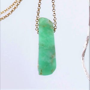Raw chrysoprase necklace gold, silver raw crystal necklace raw green crystal pendant raw mineral jewelry raw crystal gift, gift for her