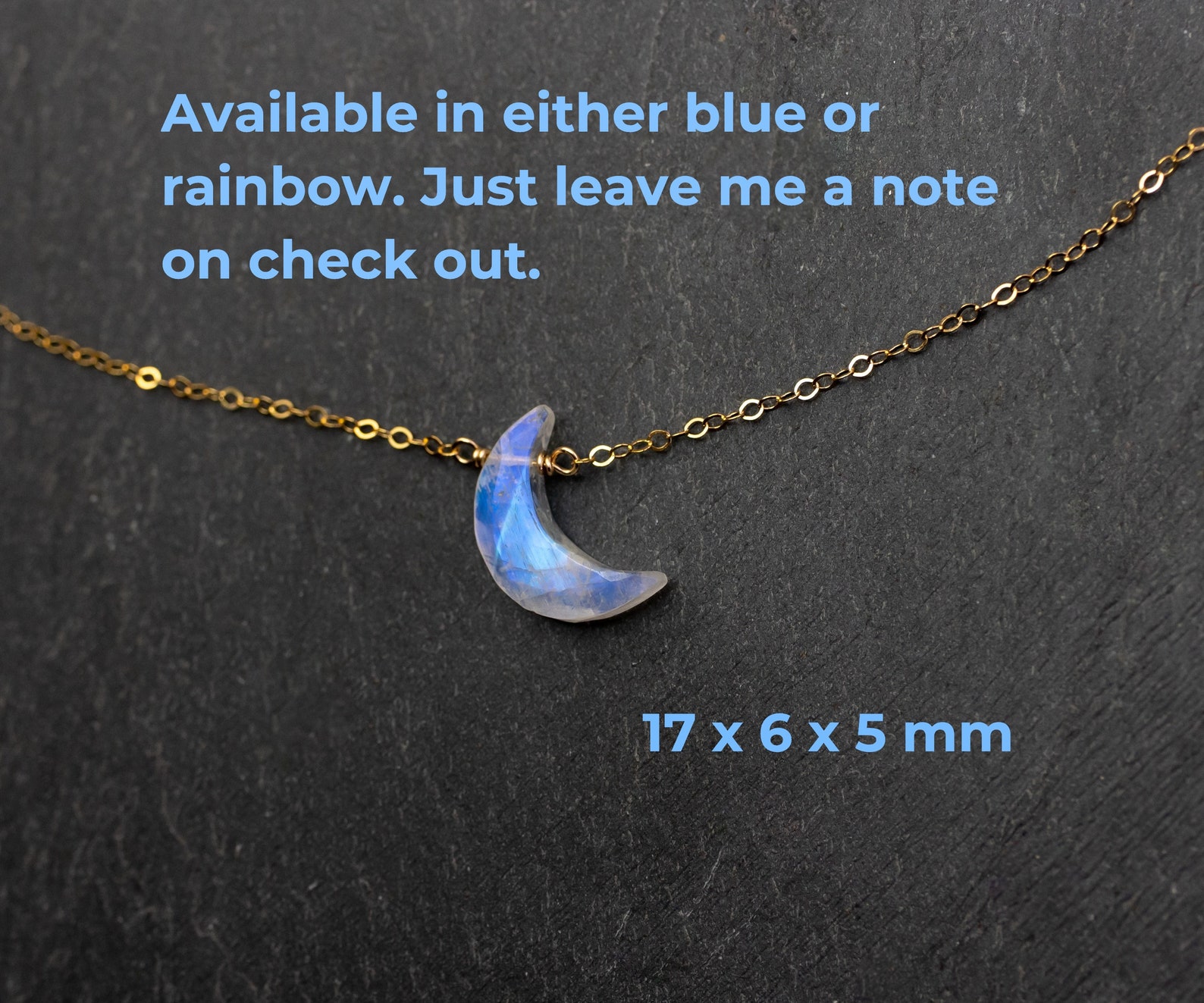 •NYX• rainbow moonstone + celestial crescent mixed metal necklace (18