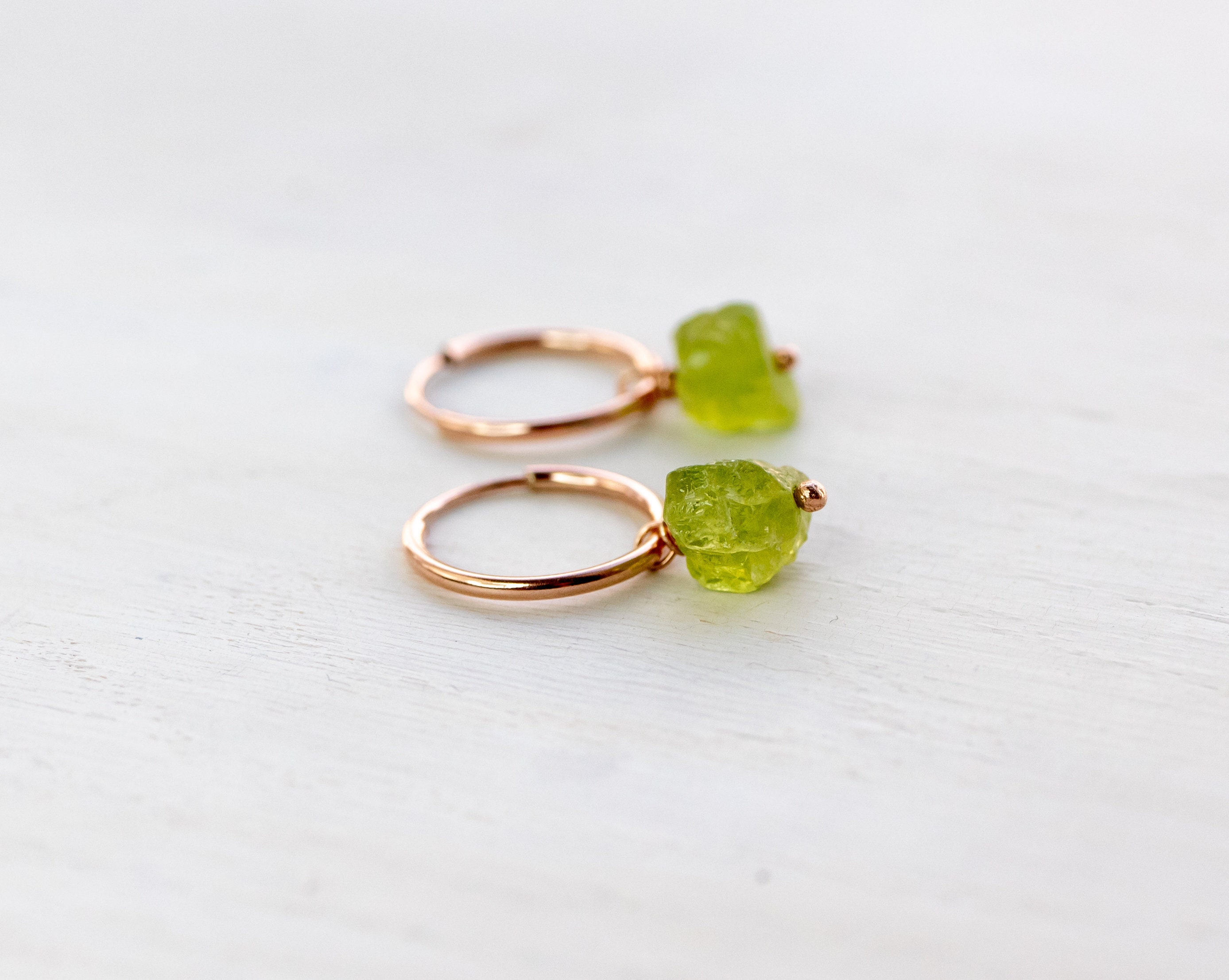 Raw peridot earrings Clearance