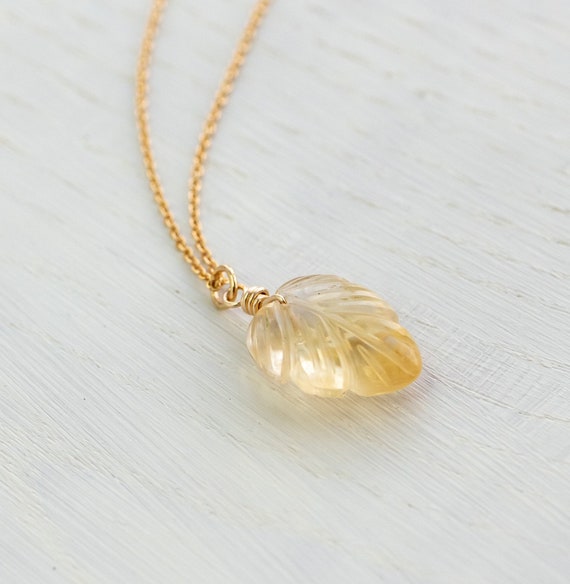 Citrine Necklace Silver Rose Gold 