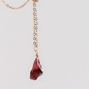 Raw garnet necklace, Rose gold rough garnet necklace, Genuine garnet necklace, Dainty raw crystal jewelry, Delicate raw stone necklace image 6