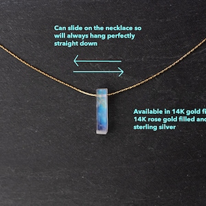 Minimalist moonstone necklace silver, rainbow moonstone choker rose gold, June birthstone & gemini crystal, fertility gift, gemstone jewelry image 5