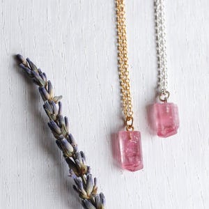 Raw pink tourmaline necklace, tourmaline pendant, raw crystal necklace, natural rubellite gemstone jewelry libra zodiac, heart chakra