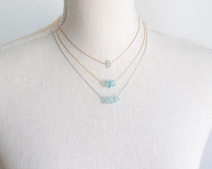 Aquamarine necklace silver, rose gold filled, pisces necklace, crystal point necklace, March birthstone, gemstone jewelry, gift girlfriend