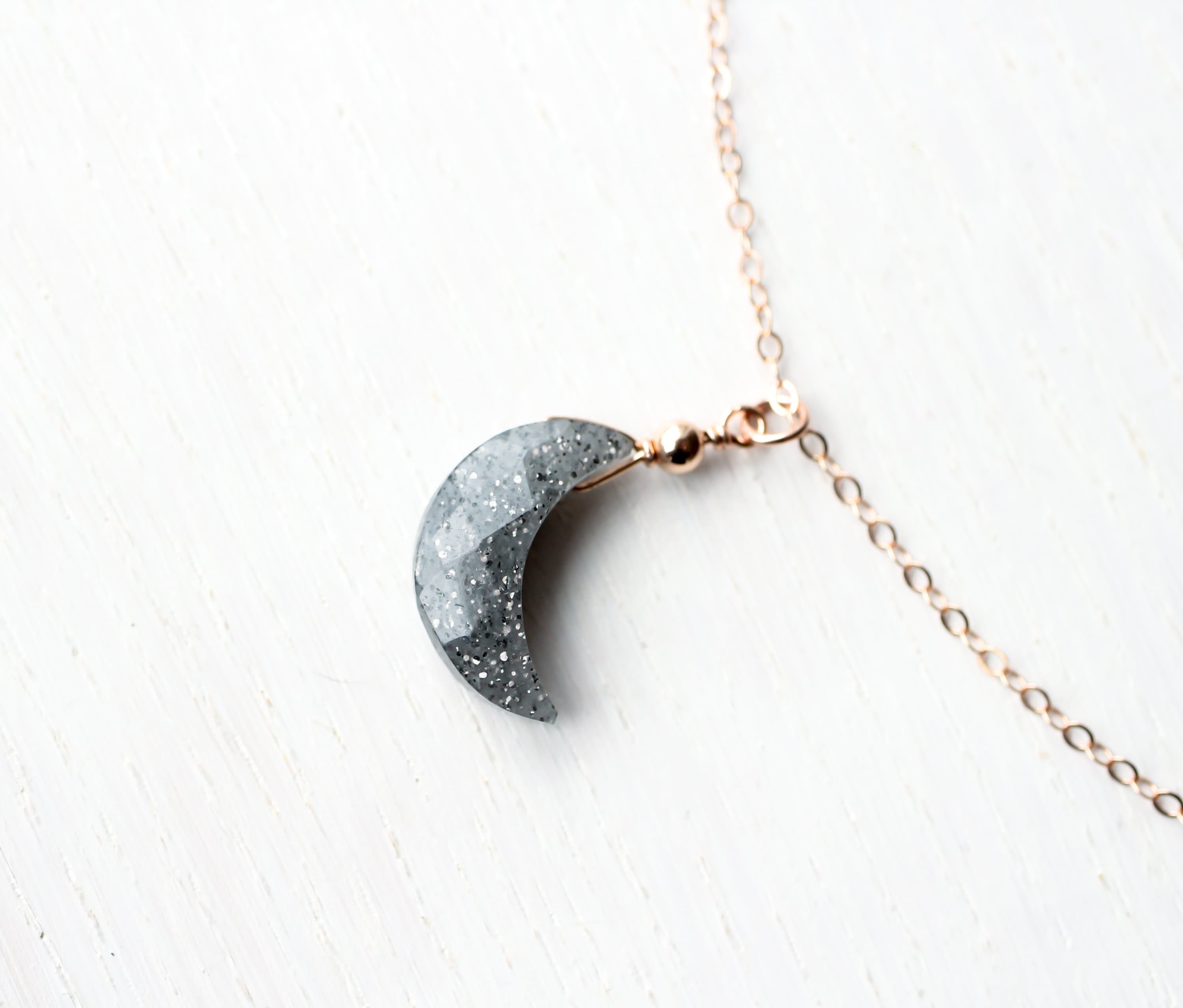 Black sunstone moon pendant OR necklace in 14K gold filled or sterling silver - gemstone jewelry - moon choker - witchy crescent moon