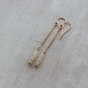 Delicate welo opal earrings, Ethiopian opal dangle earrings, opal jewelry, gemstone earrings, gift for her, Octobre birthstone, natural opal