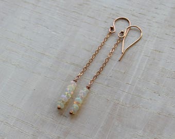 Delicate welo opal earrings, Ethiopian opal dangle earrings, opal jewelry, gemstone earrings, gift for her, Octobre birthstone, natural opal