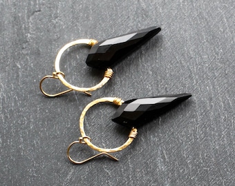 Black onyx earrings – sterling silver - Capricorn zodiac - root chakra – empath protection - 7th wedding anniversary gift - Halloween gift