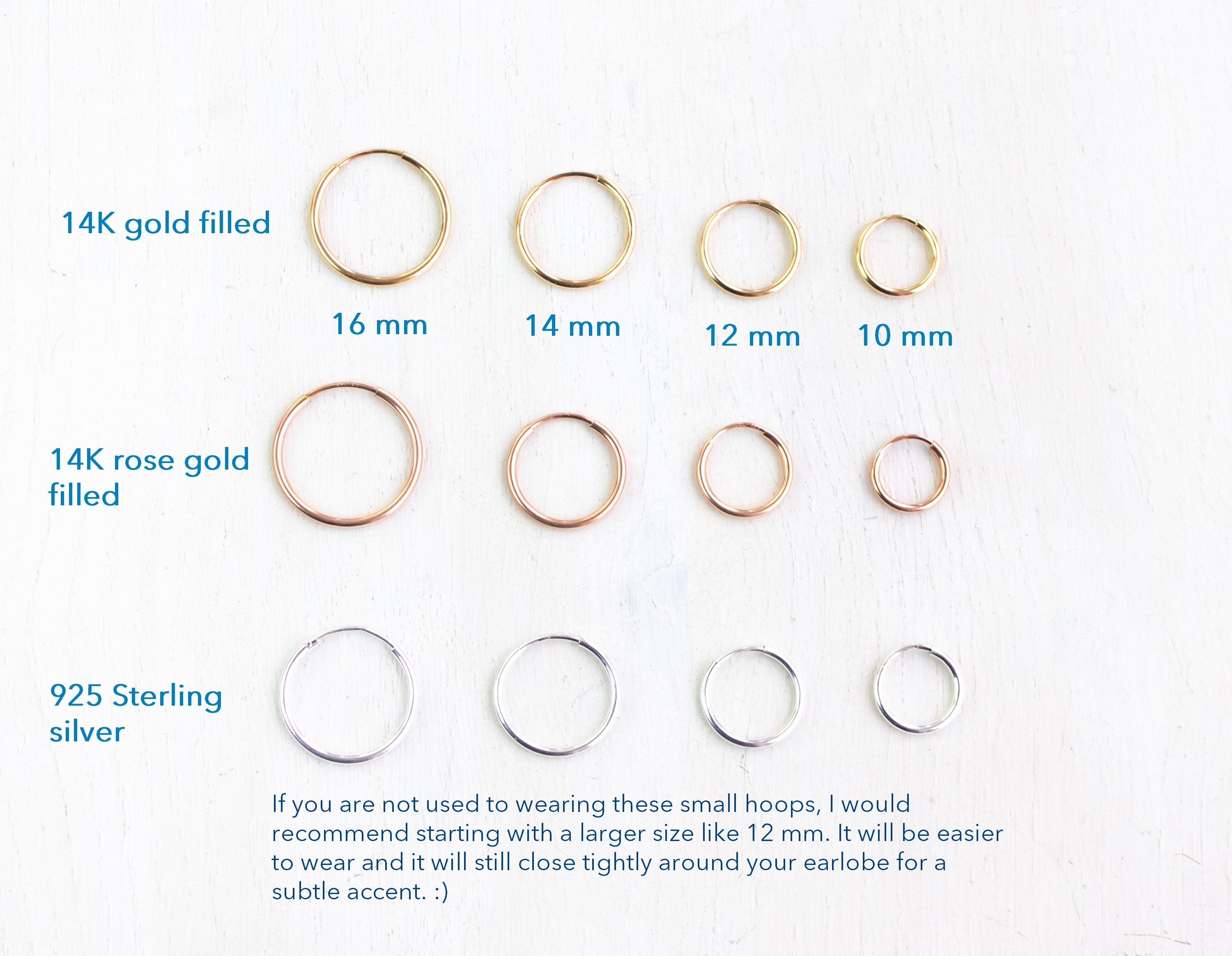 スターリングシルバーの小さなフープと天然ブラックトルマリン