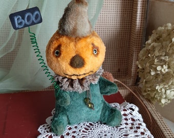 Plush pumpkin primitive  Symbol  Halloween pumpkin  Gift for a friend or colleague