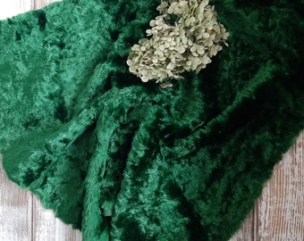 Vintage Emerald Green Plush Fabric: USSR Teddy Bear Sewing Material