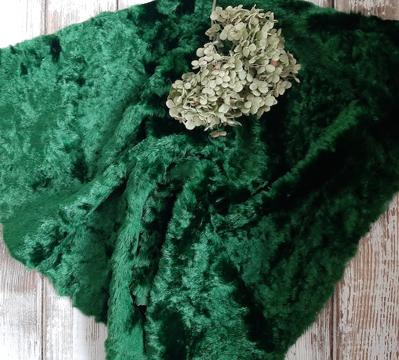Vintage Emerald Green Plush Fabric: USSR Teddy Bear Sewing Material