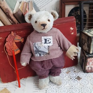 Artist teddy bear Teddy bear in clothes with a horse and a crown image 9