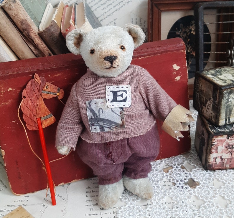 Artist teddy bear Teddy bear in clothes with a horse and a crown image 9