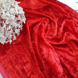 Bright red cotton-based plush fabric for making teddy toys and other crafts
