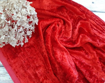 Bright red cotton-based plush fabric for making teddy toys and other crafts