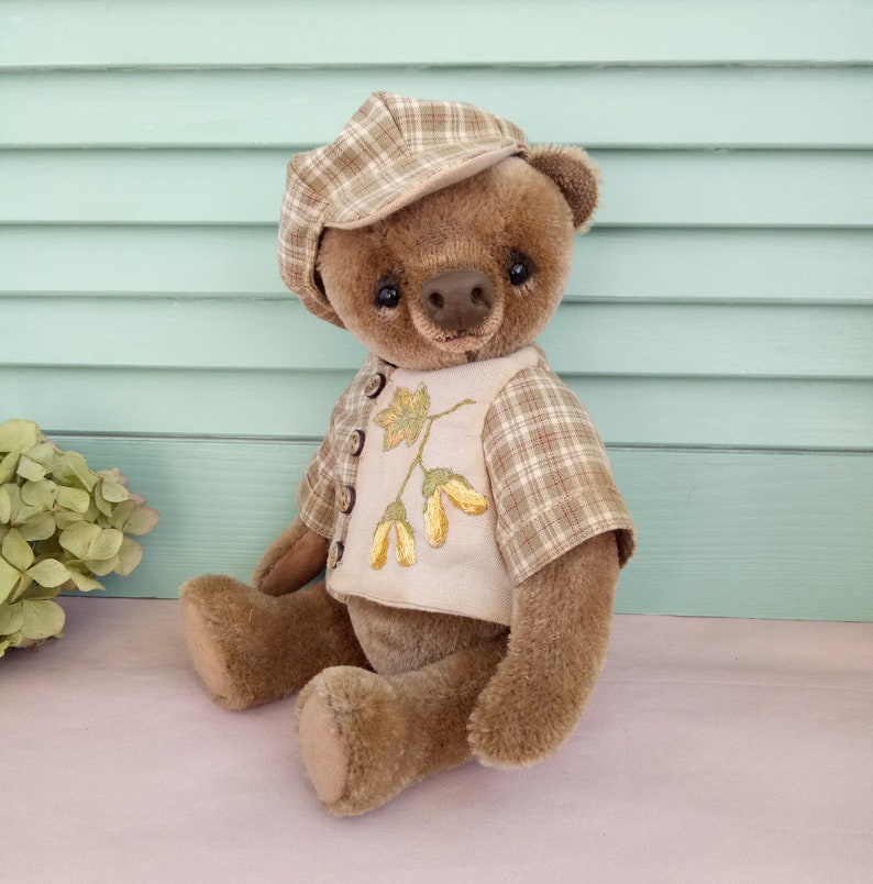 Collectible Toy Mohair Bear in Clothes With Embroidery | Etsy