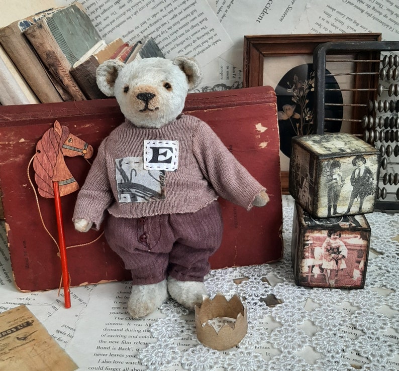 Artist teddy bear Teddy bear in clothes with a horse and a crown image 10