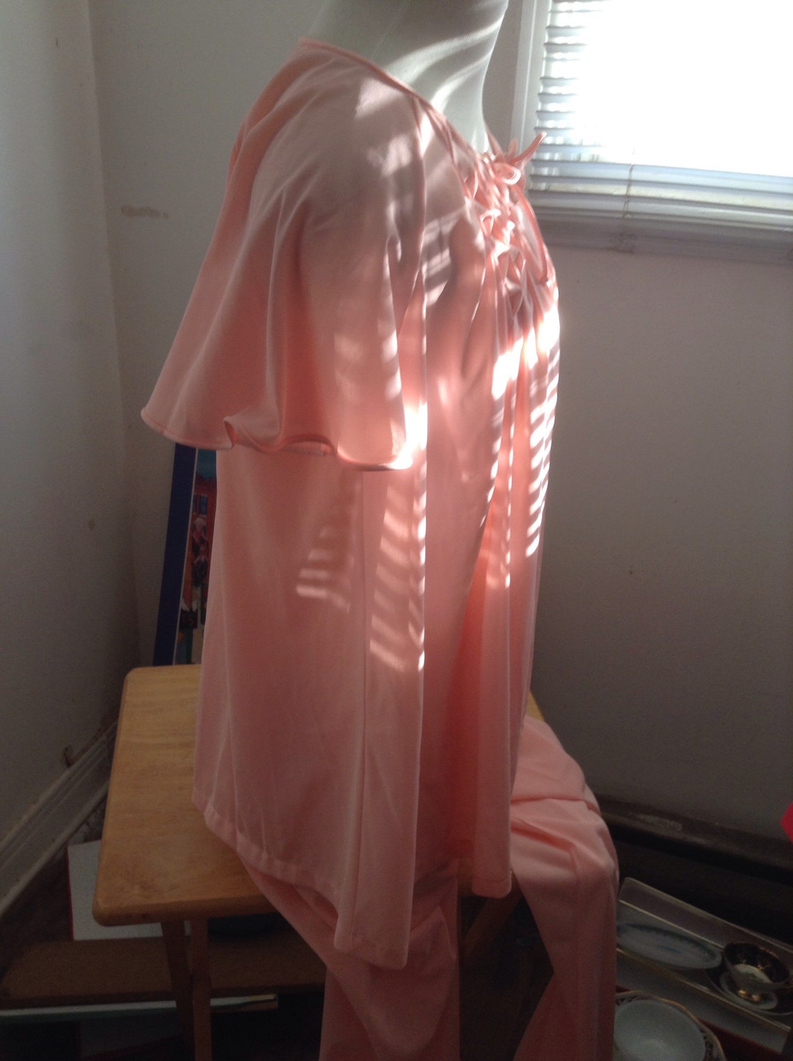 Peach nylon tricot pajamas loungewear by Kayser new deadstock Etsy