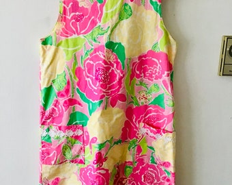 Lilly Pulitzer Girls Floral Shift Dress, Size 14, Sleeveless