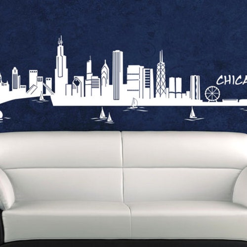Chicago Landmarks Skyline Wall Decal Custom Wall Decal Wall Etsy
