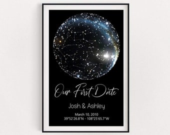 Stars Above On A Certain Date Star Map By Date | Etsy