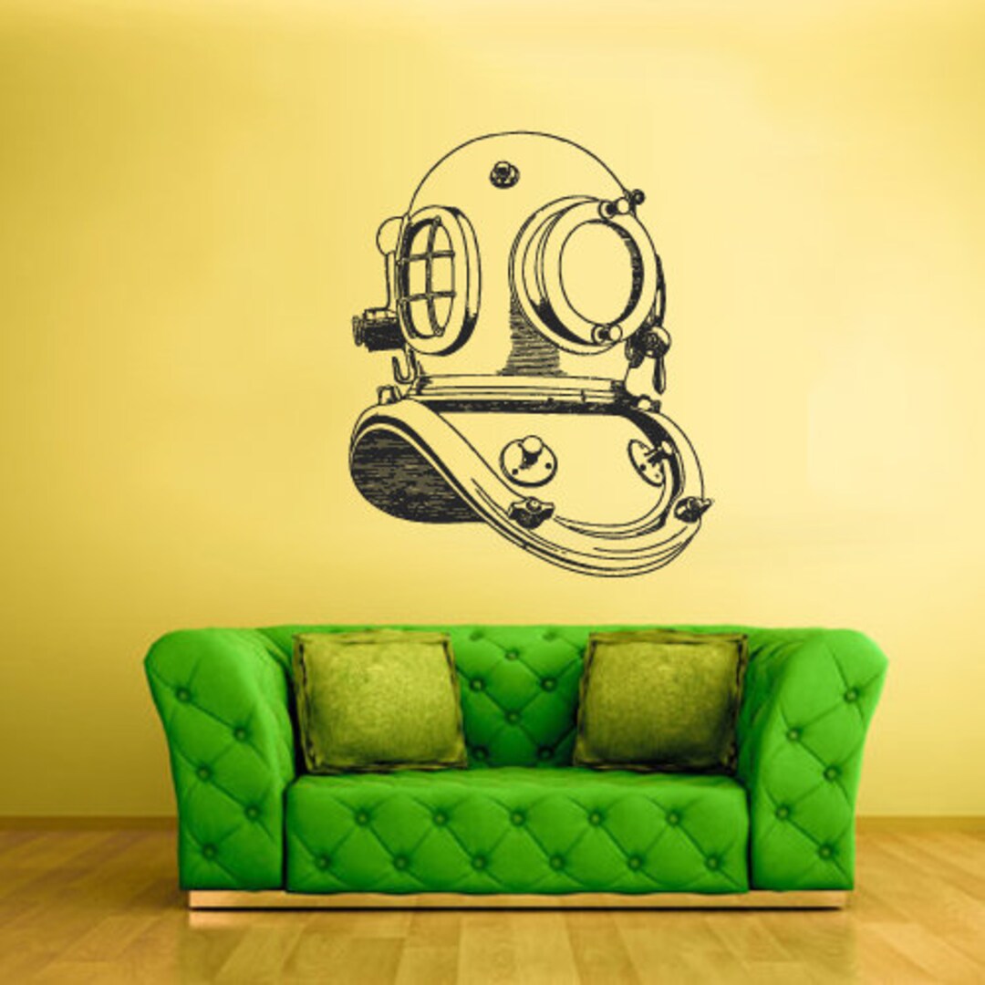 Diving Helmet Wall Decal Scuba Sticker Z1655 Etsy