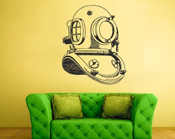 Diving Helmet Wall Decal Scuba Sticker  z1655