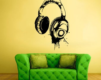 Headphones wall decal Music sticker Studio decor z1429