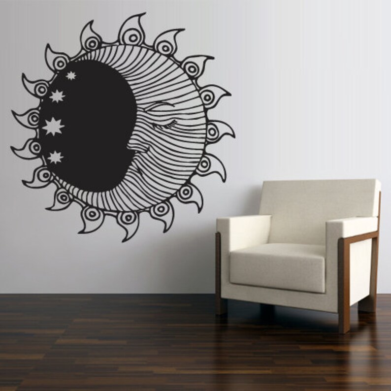Moon Wall Decal Crescent Sticker Stars z2707 Etsy