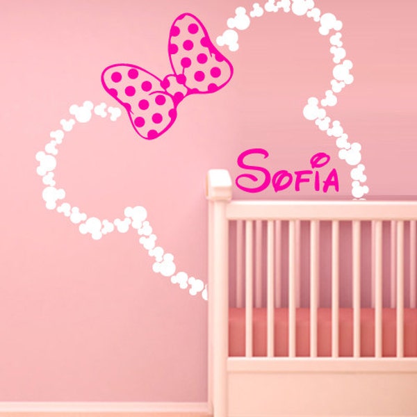 Sticker mural personnalisé Minnie Mouse prénom personnalisé Sticker baby shower décoration m1605