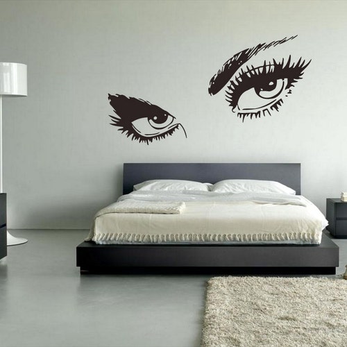 Eyes Wall Decal Eyelashes Sticker Rvz011 Etsy