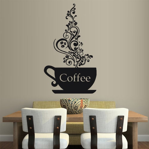 Kitchen Wall Decal Coffee Cup Decal Kitchen Wall Decal home Etsy