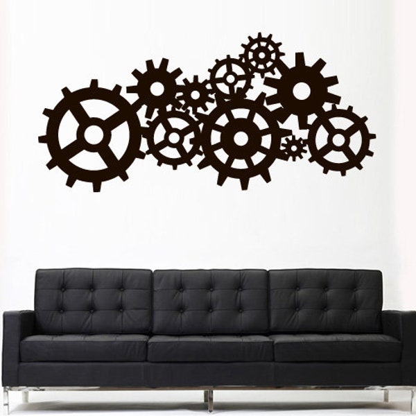 Steampunk Gears Cogs Wall Decal Sticker rvz3163