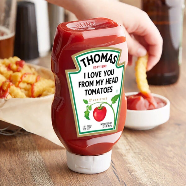 Personalized Tomato Ketchup Sauce Label Sticker Decal Funny Novelty Gift Birthday Anniversary Xmas Christmas Baby shower