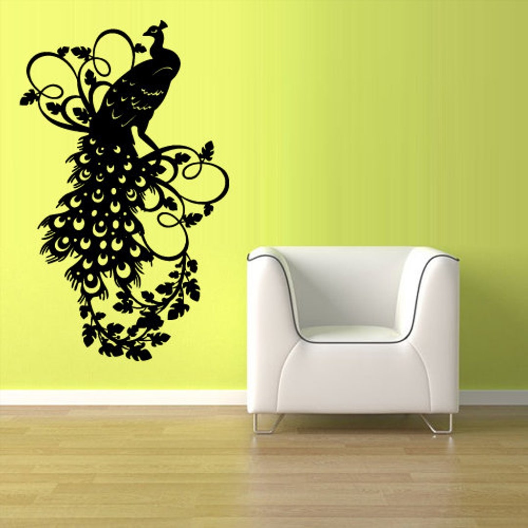 Peacock Wall Decal Peafowl Sticker Z1089 Etsy