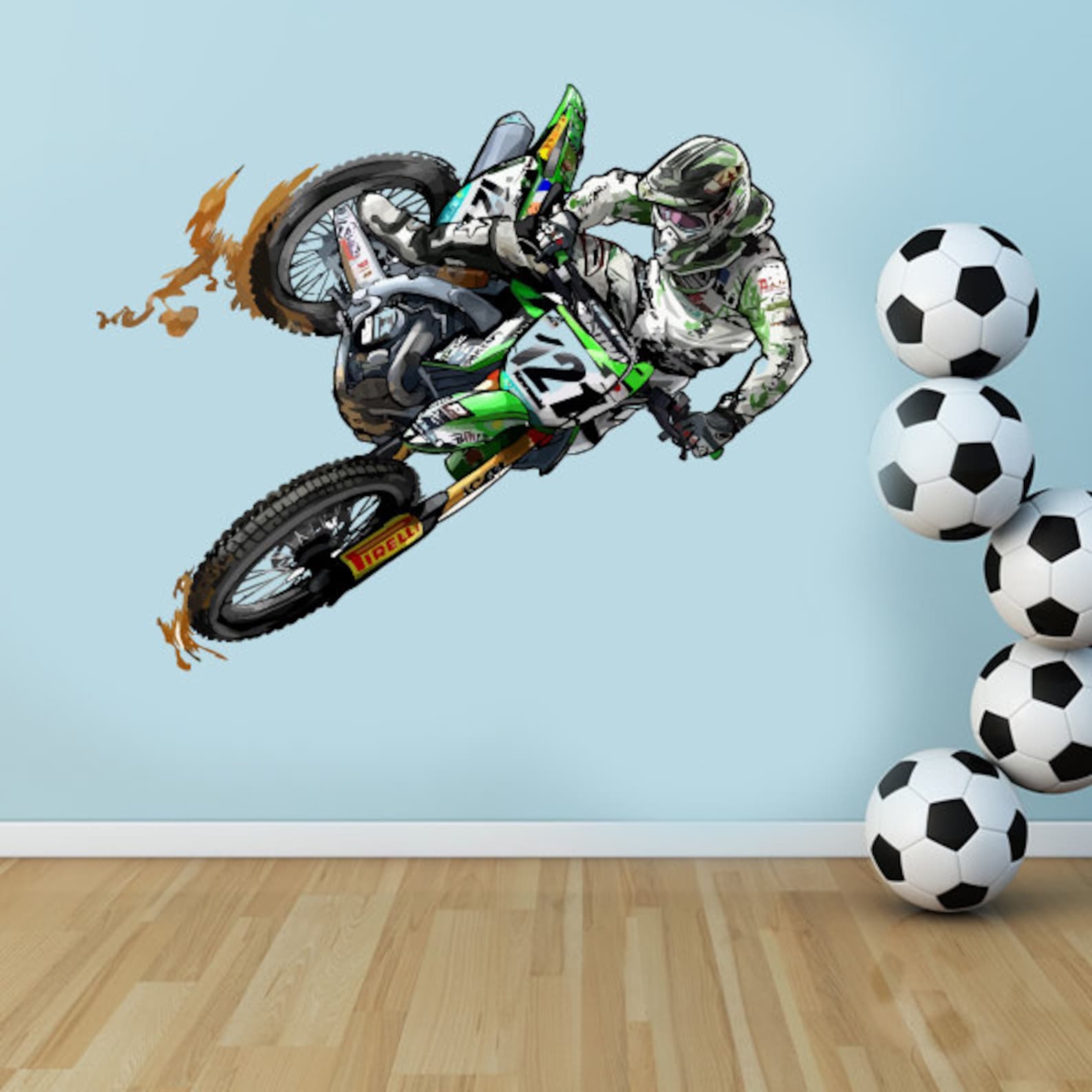 Dirt Bike Wall Decal Motocross Motorcycle Sticker Zvr309 Etsy