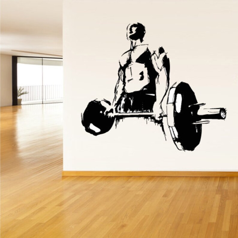 Crossfit Gym Wall Decal Barbell Fitness Z3063 Etsy